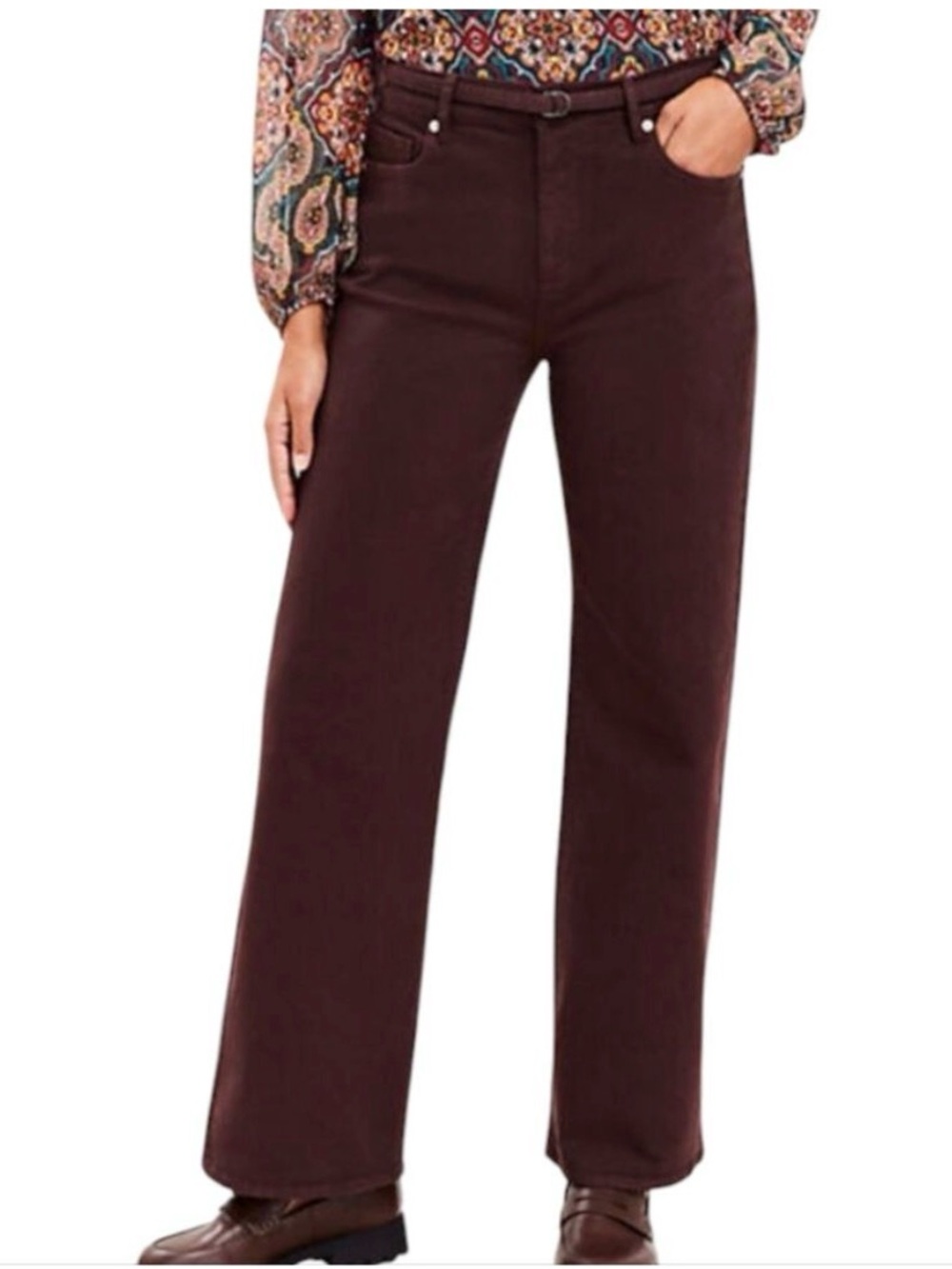 LOFT Wide-Leg High Rise Jeans in Chocolate Brown 12/31